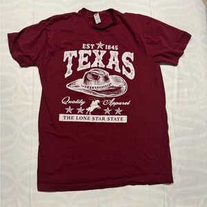 Texas The Lone Star State Graphic Maroon T-Shirt Size Large Excellent Condition